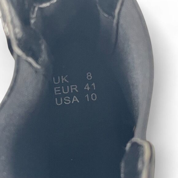 Black Patent Vegan Pull On Boots 10 Chunky Platform Gothic Fairy Grunge Rain - Picture 6 of 7